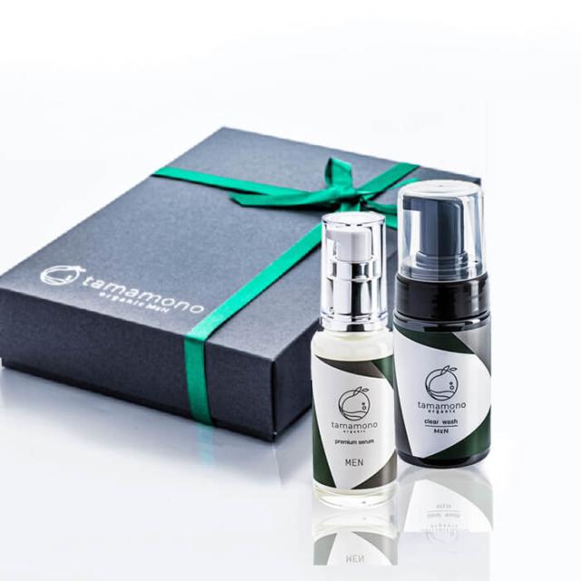 tamamono organic MEN 2種ギフトBOX プレミアムセラム 60ml 1本＋クリアウォッシュ 100ml 1本 美容液 洗顔 メンズ 贈り物 プレゼント【メーカー直送商品】の通販は
