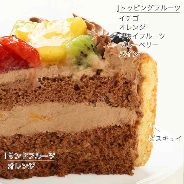 ビスキュイ付フルーツ生チョコクリームケーキ 7号 バースデーケーキ
