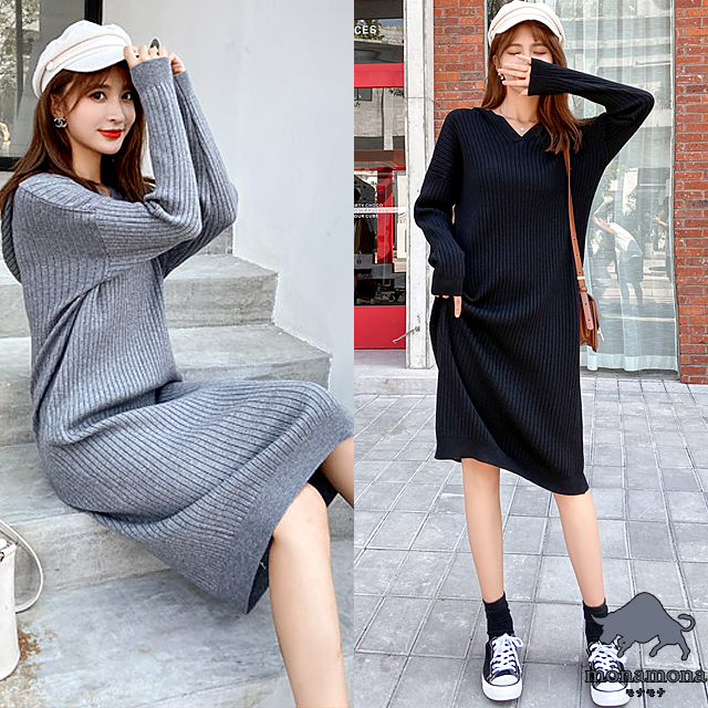 即納 21 春新作 フード付き Vネック リブ ニット ワンピ レディース ニットワンピ ワンピース ミディアム丈 マキシ ロングワンピ Fbの通販はau Pay マーケット Monamona
