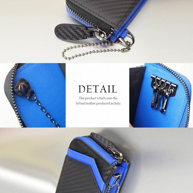 キーケース 本革 メンズ イタリア製カーボンレザー 4連キーホルダー 牛革 ブラック ブルー クリスマス ギフト プレゼントの通販はau Pay マーケット 本革財布 バッグ スマホケース他メンズザッカ店