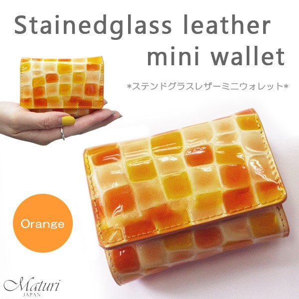 財布  レディース 本革 三つ折り財布 レザー クロコ型押し エナメル加工 ミニウォレット オレンジ クリスマス ギフト プレゼント