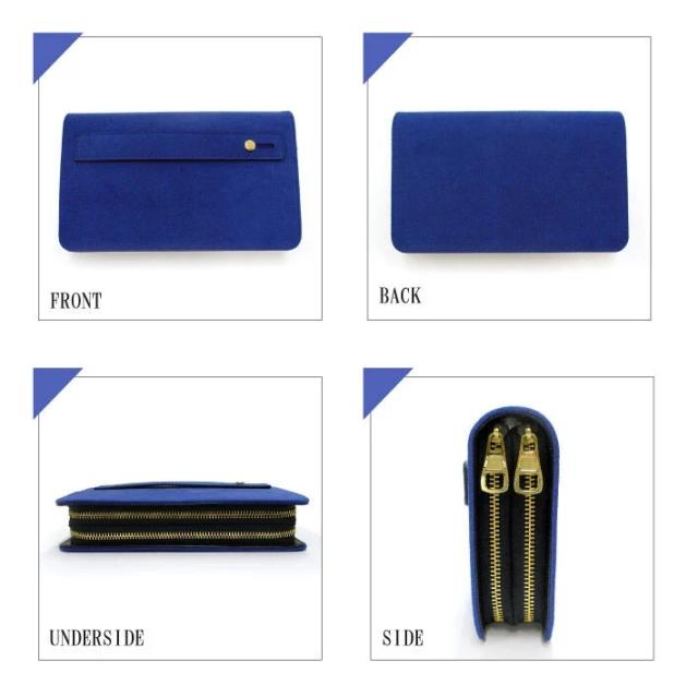 セカンドバッグ 本革 メンズバッグ アルカンターラ ダブルファスナー 財布機能付 ブルー 牛革 通勤 通学 鞄 クリスマス ギフトの通販は