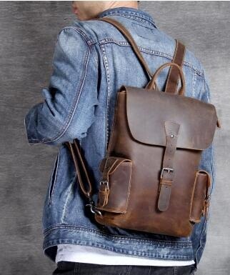 本革レザーリュックレザーリュックサック牛革肩掛けバッグメンズ斜め掛け薄型コンパクトシュリンクレザー ワンショルダーアウトドアリュの通販はau Pay マーケット Kg Shop