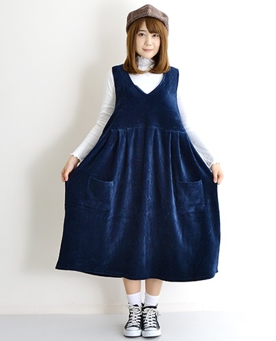 Merlotメルロー 着回し抜群 Vネック やわらか コーデュロイ 調 ワンピース ジャンスカ サロペット 万能アイテムの通販はau Pay マーケット ココナツライト