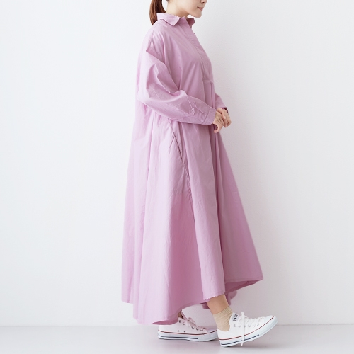 メール便 送料無料 Merlot メルロー コットン スキッパー ワンピース イレギュラー ヘム デザイン 長袖 身幅たっぷり ゆったりサイズ フの通販はau Pay マーケット ココナツライト