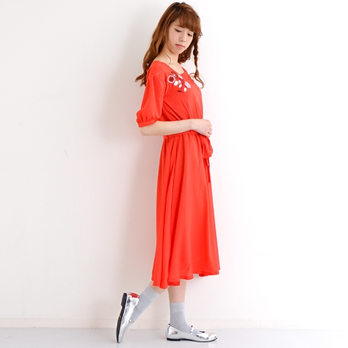 メール便送料無料 Merlot Plus すずらん刺繍 ウエストマーク ベルト付き ワンピース きれいめ 刺繍 パフスリーブ ワンピ フリーサの通販はau Pay マーケット ココナツライト