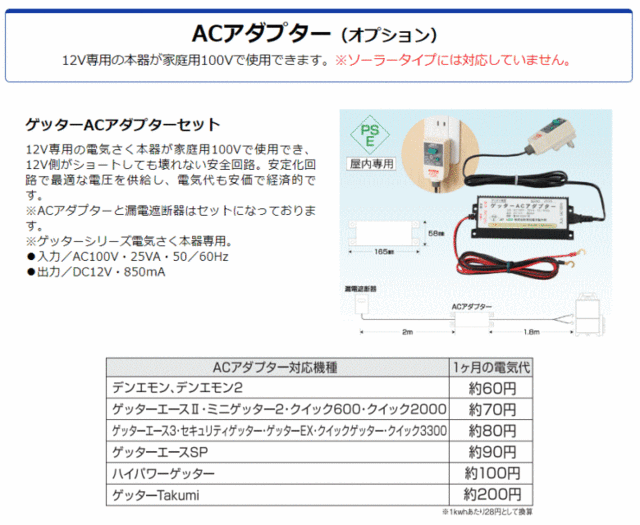 末松電子 電気柵 #807 ゲッターACアダプターセット 屋内専用 の通販は