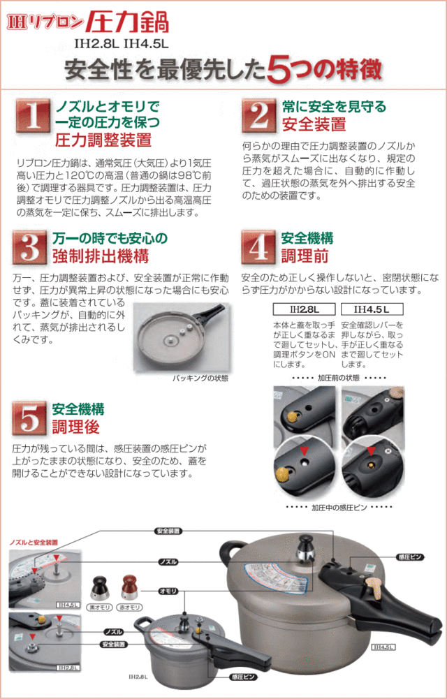 北陸アルミニウム IH リブロン 片手圧力鍋 2.8L 日本製 - 圧力鍋