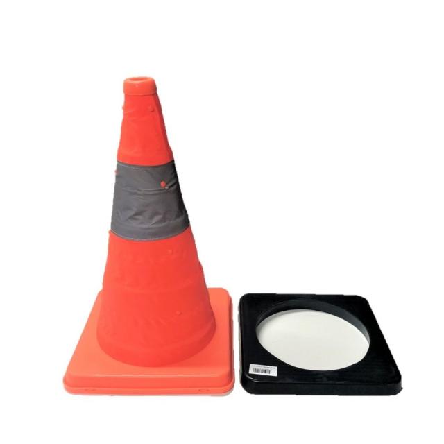 伸縮式カラーコーン　ウェイト付き 【２個セット】 高さ41ｃｍ 折り畳み三角コーン オレンジ 【本州四国九州送料無料！】の通販は 5,150円