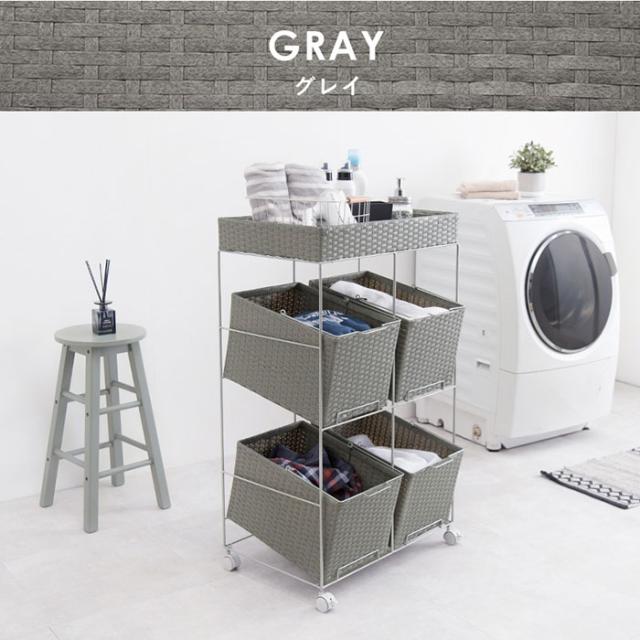 ランドリーバスケット 3段 幅56 大容量 おしゃれ ラタン調 ランドリーラック ランドリーワゴン キッチンワゴン アウトレット 人気の通販はau Pay マーケット アウトレット家具リバップ