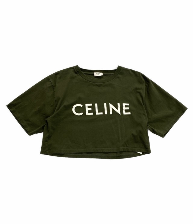 セリーヌ 半袖Ｔシャツ ロゴTシャツ カーキ レディース SIZE M CELINE