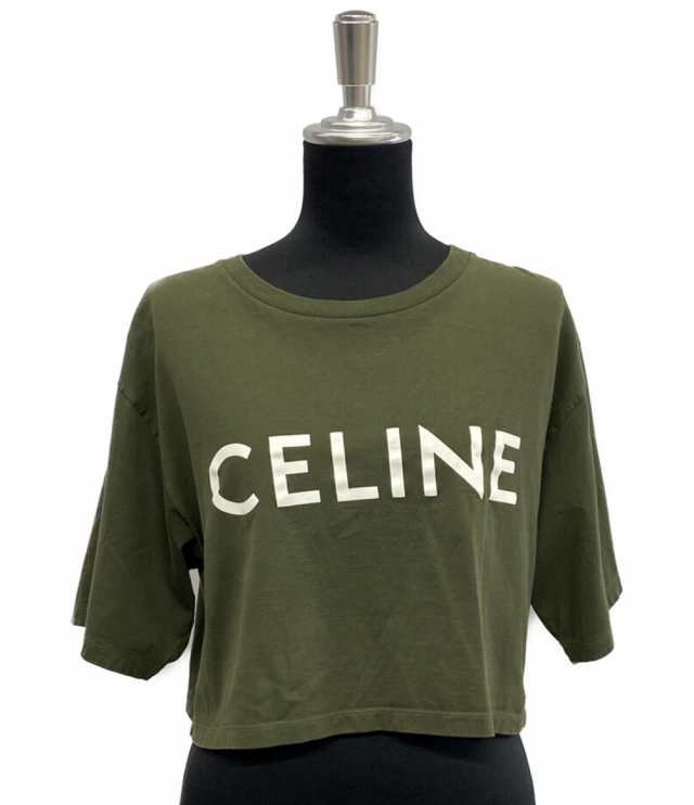 セリーヌ 半袖Ｔシャツ ロゴTシャツ カーキ レディース SIZE M CELINE 中古