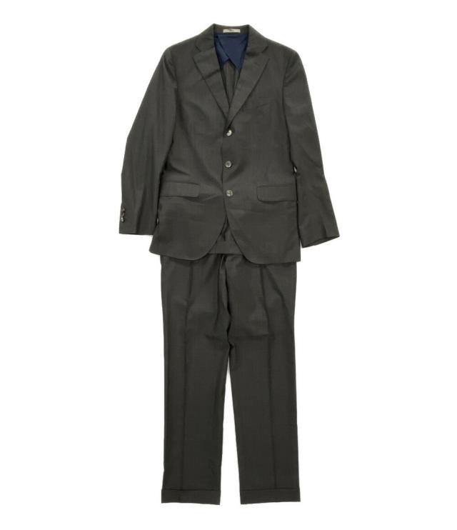美品>BOGLIOLI グレー チェック ウール スーツ サイズ44