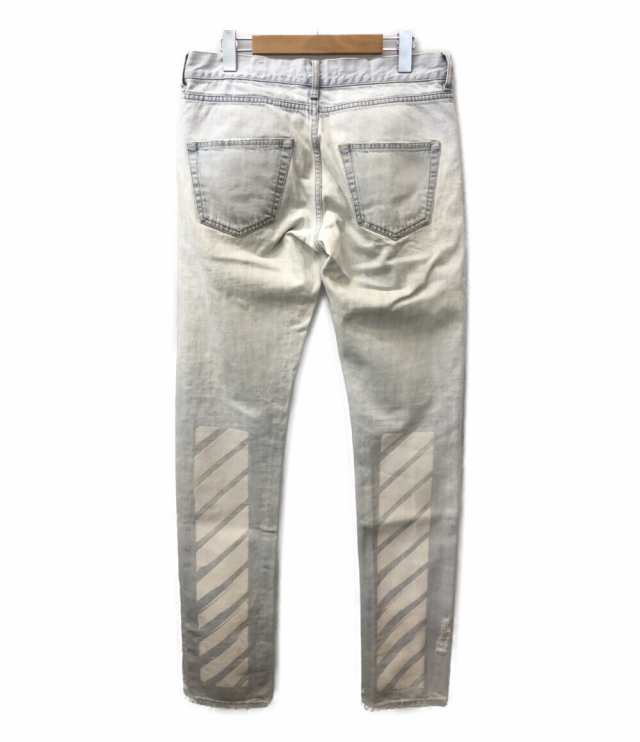 オフホワイト ダメージ加工 デニムロングパンツ ジーンズ メンズ SIZE 31 (M) Off White 中古