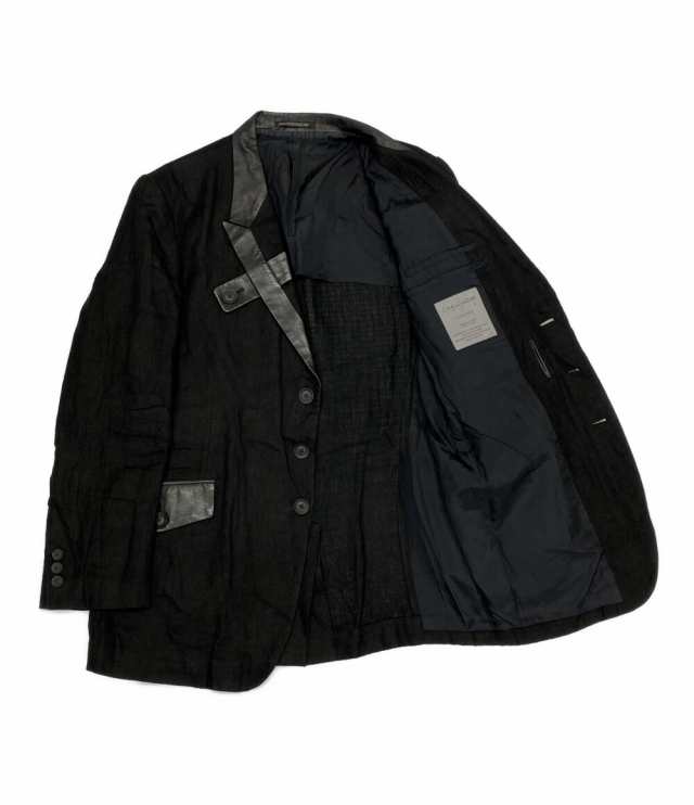 ヨウジヤマモトプールオム テーラードジャケット タブ留めピークレザー 23ss メンズ SIZE 3 YOHJI YAMAMOTO POUR  HOMME 中古