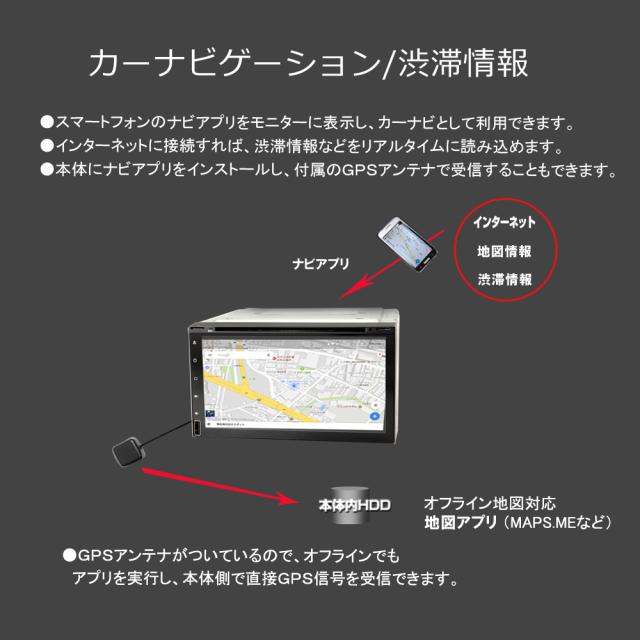 7インチDVD　2DIN　Android9.0 DVD内蔵　カーナビ ラジオ SD BluetoothHDD WiFi アンドロイド スマートフォン iPhone無線接続_3