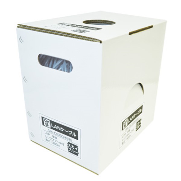 LANケーブル 300ｍ巻き 未加工 CAT6/ストレート/単線 ライトグレー CML-C6300MLG 送料無料