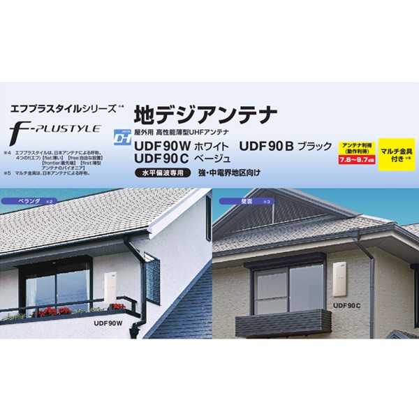 地デジアンテナ テレビアクセサリ 日本アンテナ F-PLUSTYLE 室内/屋外用高性能薄型UHFアンテナ UDF85 日本アンテナ 地上デジタルアンテナ(ホワイト)(20素子・高機能型) F