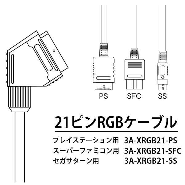 セガサターン用 RGBケーブル 1.5m レトロコンバーターHD・フレームマイスター対応 SS用RGB21ピンケーブル 3Aカンパニー  3A-XRGB21-SS 送｜au PAY マーケット