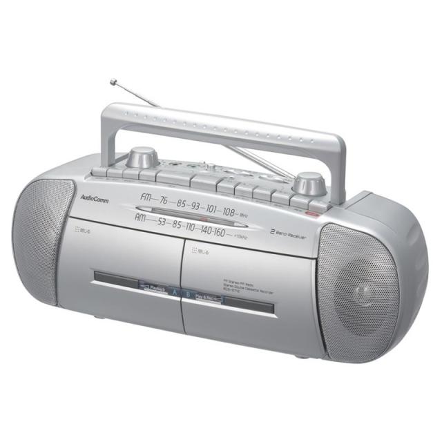 ＼三太郎ポイント5倍／ AudioComm ダブルラジオカセットレコーダー AM/FMステレオ OHM 03-5012 RCS-571Z 送料無料