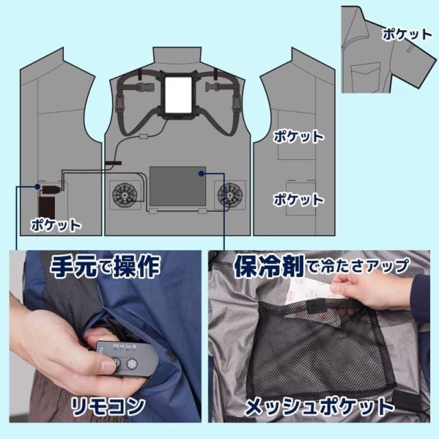 冷蔵服 2026 半袖 5L シルバーグレー 作業服 作業着 大きいサイズ 夏 熱中症対策 メンズ レディース 冷却 ベスト 冷却ウェア サンコー 冷蔵服 2026 TKWE26SSL5L 送料無料 翌日配送_7
