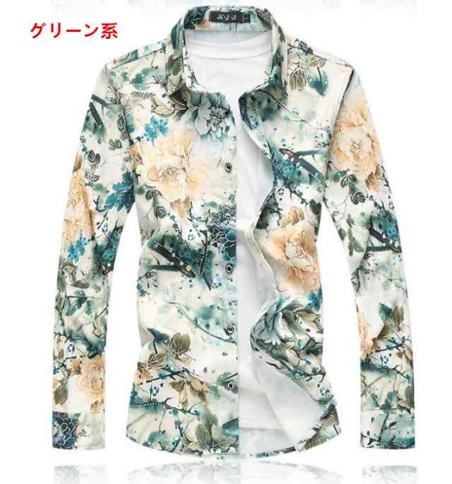 お洒落 メンズ 花柄シャツ 長袖 花柄 シャツ カジュアルシャツ 大きいサイズもあり ３色 M 7xl Tシャツ メンズ 長袖 春夏秋対応 の通販はau Pay マーケット すのーぱせり