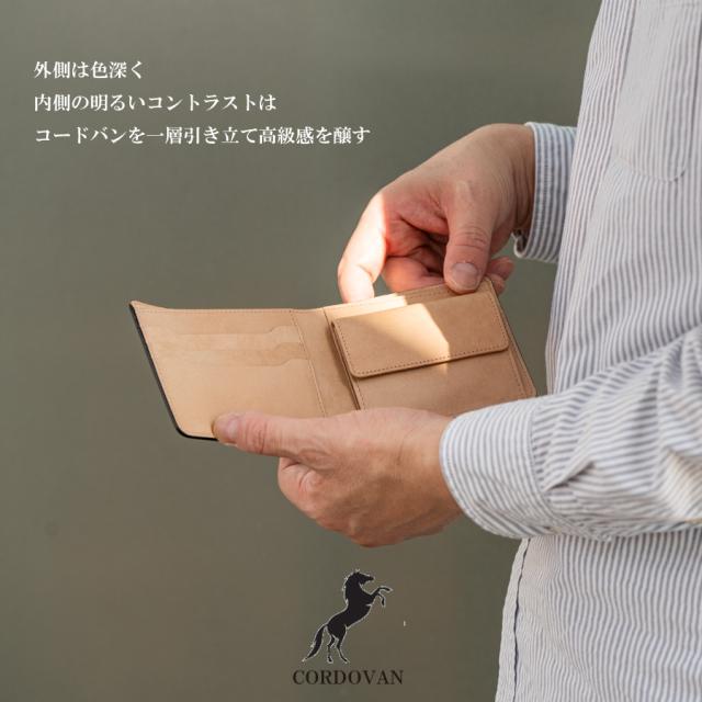 コードバン 二つ折り財布 メンズ コンパクト 男性 財布 新喜皮革 本革 馬革 日本製 ギフト 誕生日 バレンタイン プレゼントの通販は