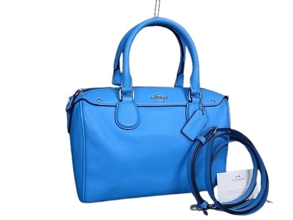 COACH コーチ ハンドバッグ F36677 ブルー レザー レディース 2WAY 美品【本物保証】