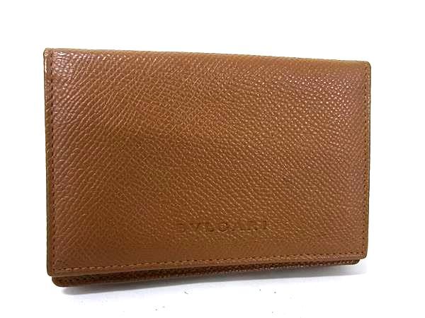 BVLGARI ブルガリ カードケース クラシコ 20357 ブラウン レザー ユニセックス 名刺入れ 美品【本物保証】