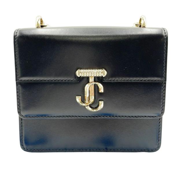 JIMMY CHOO ジミーチュウ ショルダーバッグ ヴァレンヌ ショルダーバッグ XS ブラック レザー レディース ラインストーン フェイクパール ゴールド金具 美品【本物保証】