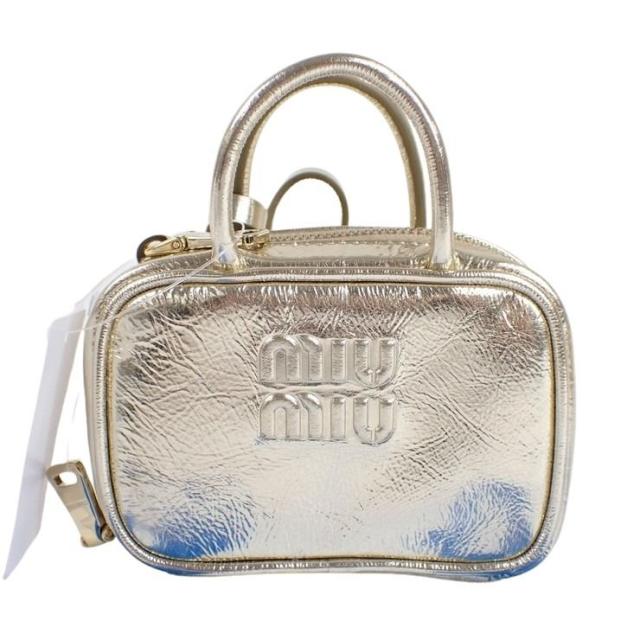 miu miu ミュウミュウ バッグチャーム マイクロバッグチャーム 5NR036 ゴールド系 レザー レディース ミニ 美品【本物保証】
