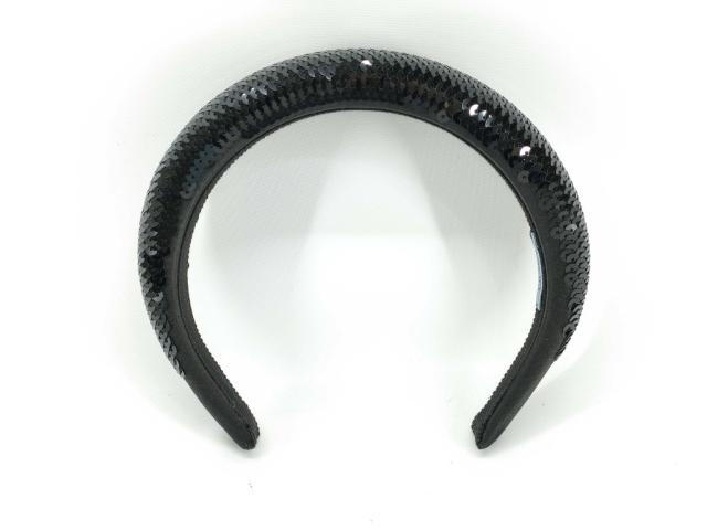 PRADA プラダ カチューシャ ブラック サテン スパンコール レディース 美品【本物保証】