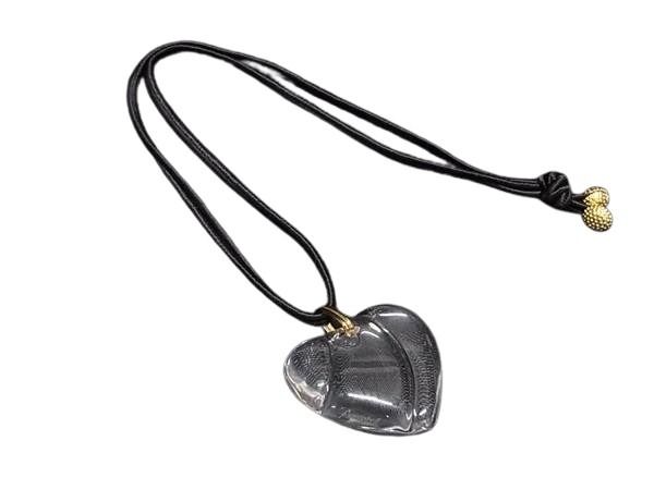 Baccarat バカラ ネックレス クリア×ブラック系 クリスタルガラス レディース ハート 美品【本物保証】 6,278円
