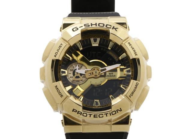 CASIO カシオ 腕時計 G SHOCK ジーショック Metal Covered 110シリーズ GM-110G-1A9JF ゴールド ブラック系 SS × 樹脂 メンズ アナデジ 美品【本物保証】