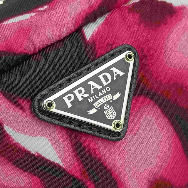 PRADA プラダ ショルダーバッグ 2WAY クロスボディバッグ 1DH046 ピンク ナイロン レディース リストレット ポーチ シルバー金具 三角ロゴプレート 花柄 超美品【本物保証】_5