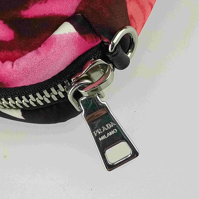 PRADA プラダ ショルダーバッグ 2WAY クロスボディバッグ 1DH046 ピンク ナイロン レディース リストレット ポーチ シルバー金具 三角ロゴプレート 花柄 超美品【本物保証】_6