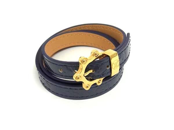 LOUIS VUITTON ルイヴィトン ブレスレット ブラスレ・トリプルトゥール M91404 アンディゴ(パープル系) モノグラムヴェルニ ユニセックス 美品【本物保証】