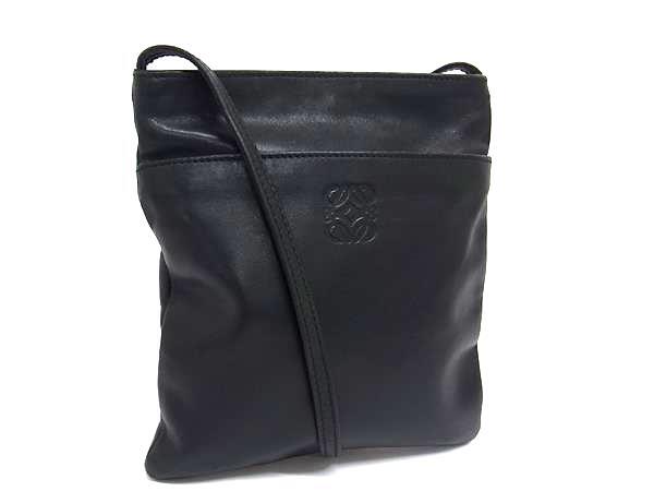 美品】LOEWE アナグラム ロエベ ショルダーバッグ ポシェット ブラック