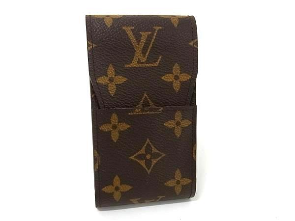 LOUIS VUITTON ルイヴィトン シガレットケース モノグラム エテュイ シガレット M63024 ブラウン PVC レザー ユニセックス 超美品【本物保証】