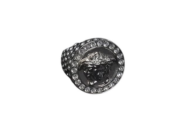VERSACE ヴェルサーチェ リング 指輪 メデューサ シルバー メタル ユニセックス ラインストーン【本物保証】
