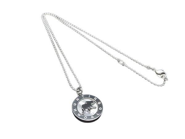 HUNTING WORLD ハンティングワールド ネックレス ロゴ＆エレファントモチーフ シルバー系 SV925 ホワイトシェル ユニセックス 美品【本物保証】 9,422円