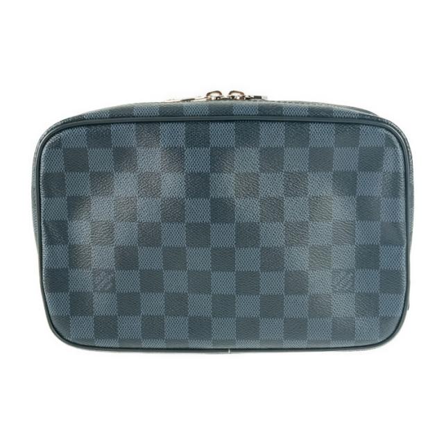 超美品 LOUIS VUITTON ルイヴィトン セカンドバッグ トゥルース・トワレ GM N47523 ネイビー系 シルバー金具 ダミエ・コバルト キャンバス メンズ ポーチ クラッチバッグ【本物保証】