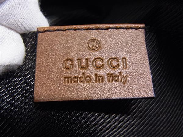 GUCCI グッチ ポーチ コスメポーチ 256636 ライトブルー系×ブラウン系 GGナイロン×レザー ユニセックス ゴールド金具 美品【本物保証】 GUCCI グッチ ポーチ コスメポーチ 256636 ライトブルー系×ブラウン系