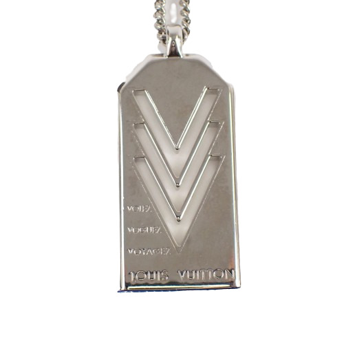 LOUIS VUITTON ルイヴィトン ペンダント ネックレス VVV M00050 シルバー メタル メンズ トリプルV 美品【本物保証】_1
