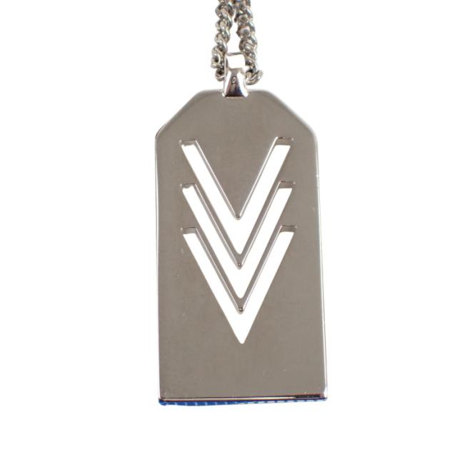 LOUIS VUITTON ルイヴィトン ペンダント ネックレス VVV M00050 シルバー メタル メンズ トリプルV 美品【本物保証】_2