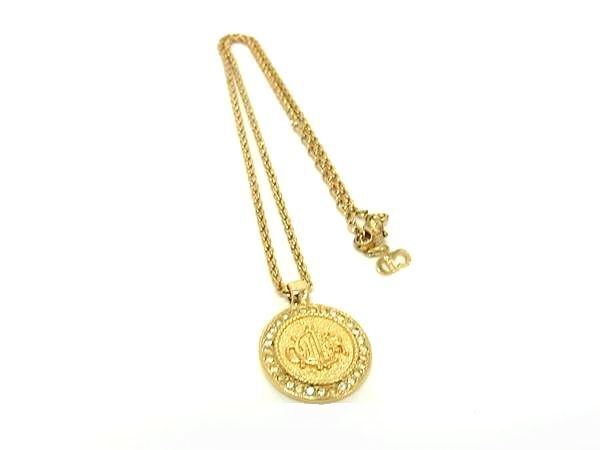 ChristianDior ディオール ネックレス ゴールド メタル レディース ラインストーン【本物保証】