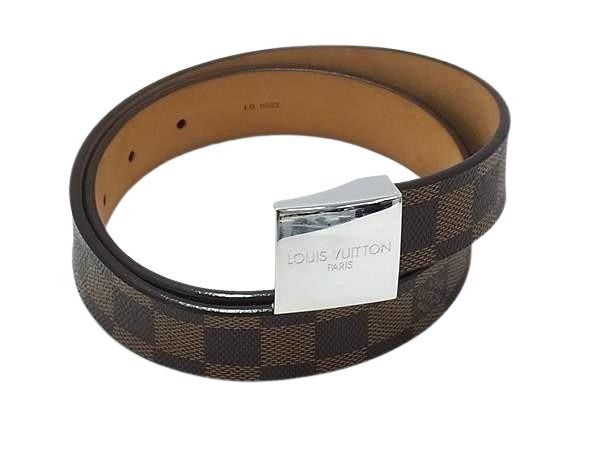 LOUIS VUITTON ルイヴィトン 胴締め ダミエ 胴締め キャレ M6803 エベヌ系 PVC なめし革 ユニ一発やる 美品【本物言いはなつ】