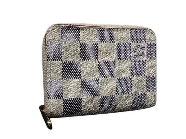 LOUIS VUITTON ルイヴィトン コインケース ジッピーコインパース N63069 ホワイト系 ダミエアズール ユニセックス ゴールド金具 美品【本物保証】