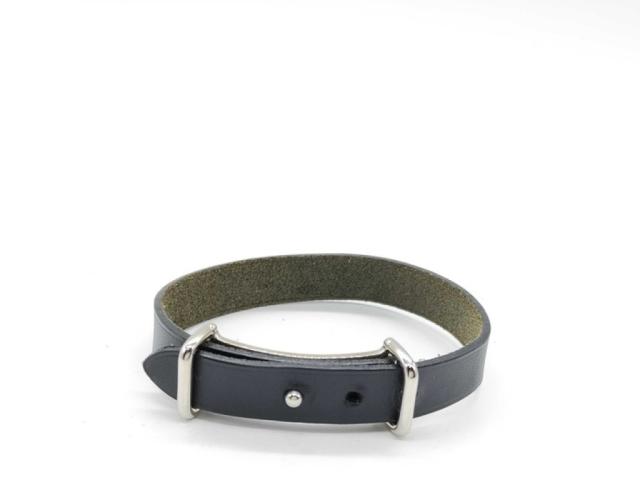 HERMES エルメス ブレスレット アピ2 ブラック系 レザー ユニセックス シルバー金具 美品【本物保証】