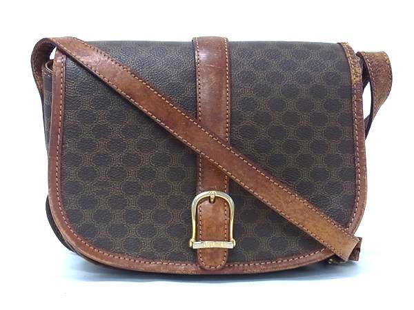 CELINE セリーヌ ショルダーバッグ マカダム柄 - ブラウン系 PVC×レザー ユニセックス【本物保証】